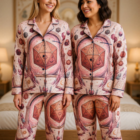 Celestial D20 Thick Pajama Set - Mystic Dice Fantasy Nightwear