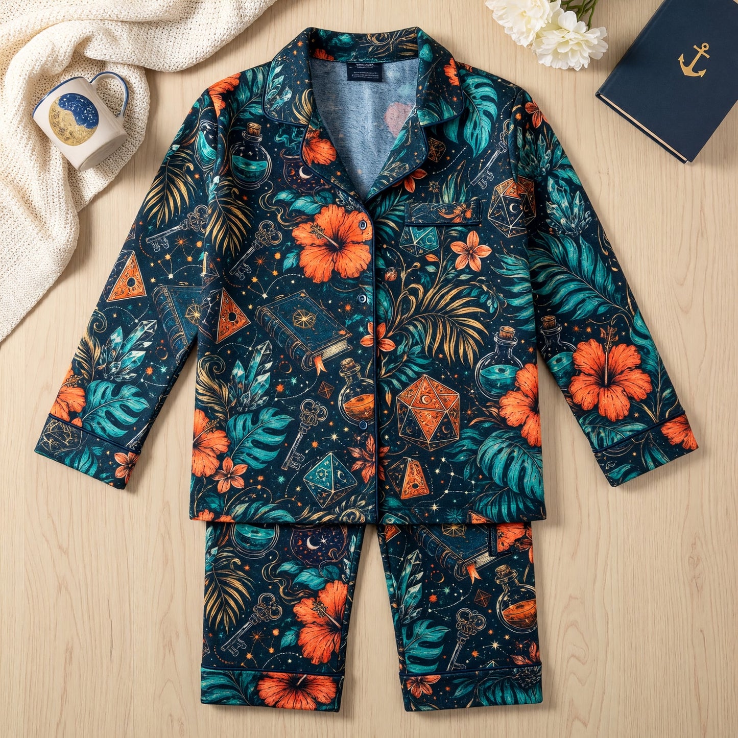 Tropical Dice Thick Pajama Set - Mystic RPG Fantasy Nightwear