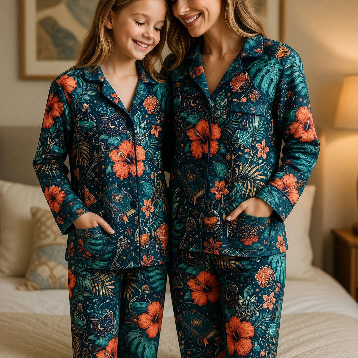 Tropical Dice Thick Pajama Set - Mystic RPG Fantasy Nightwear