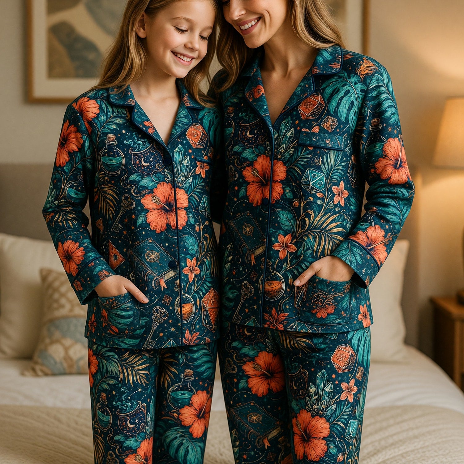 Tropical Dice Thick Pajama Set - Mystic RPG Fantasy Nightwear