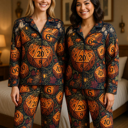 Halloween Pumpkin Dice Thick Pajama Set - Spooky RPG Sleepwear