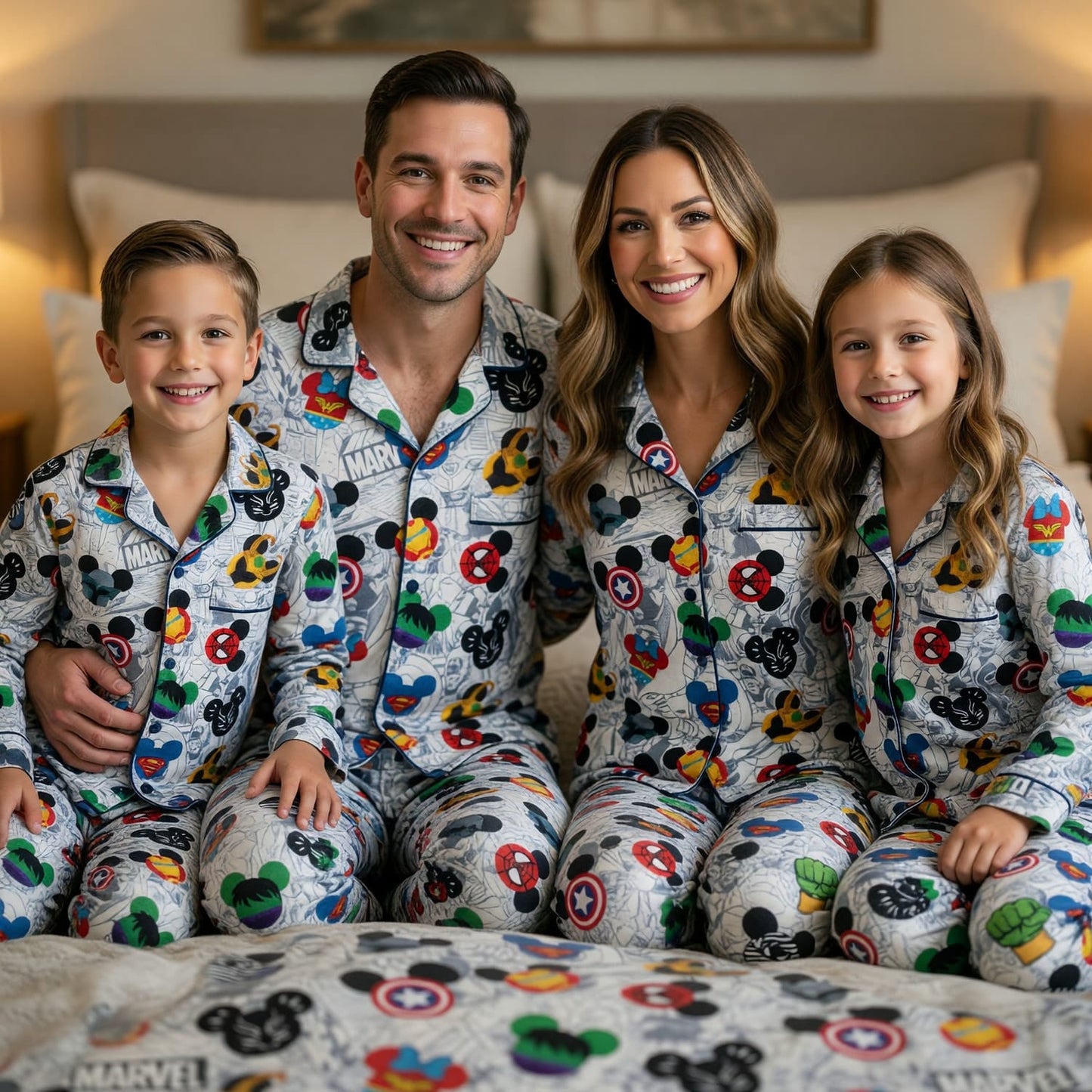Mouse Superhero Thick Pajama Set - Comic Hero Pattern