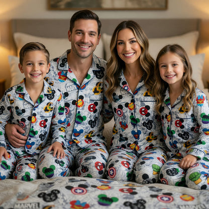 Mouse Superhero Thick Pajama Set - Comic Hero Pattern