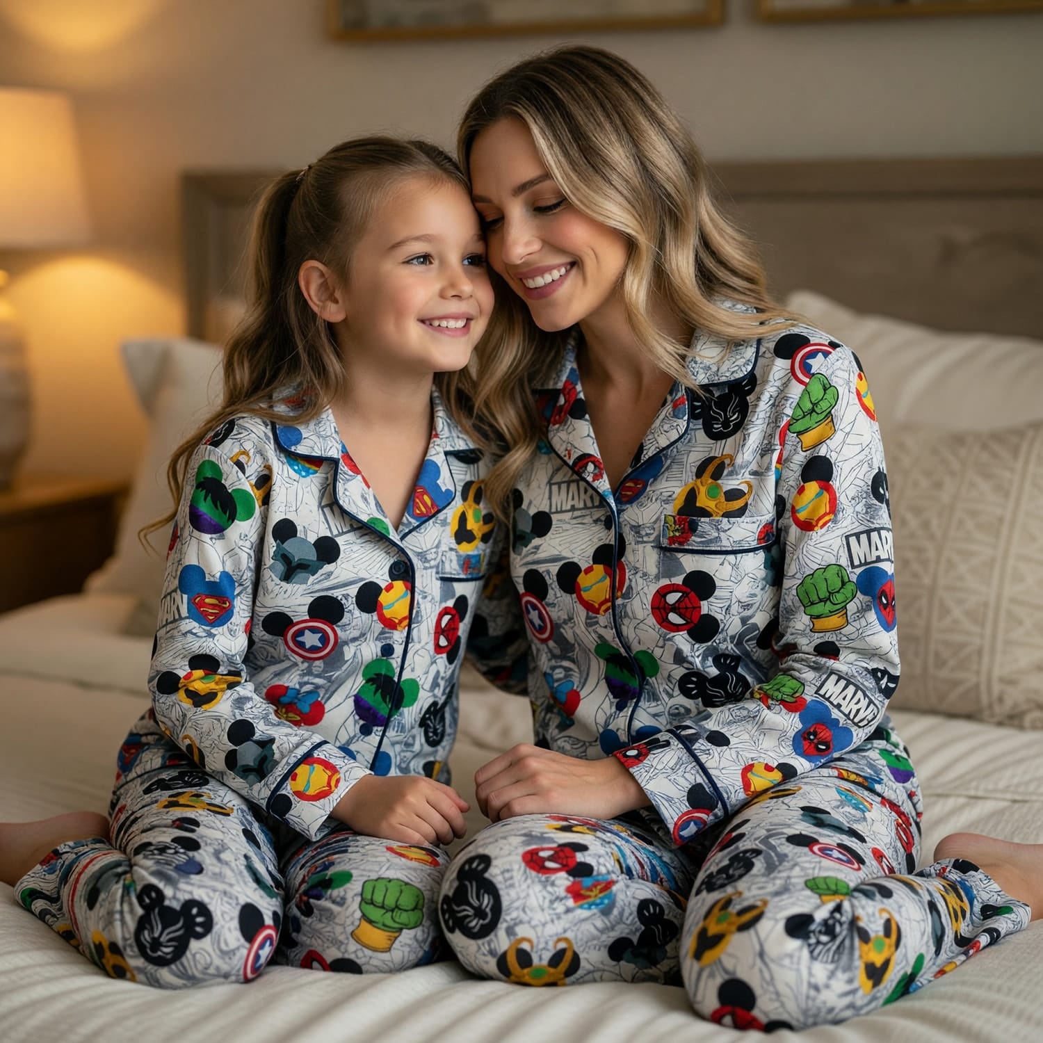 Mouse Superhero Thick Pajama Set - Comic Hero Pattern