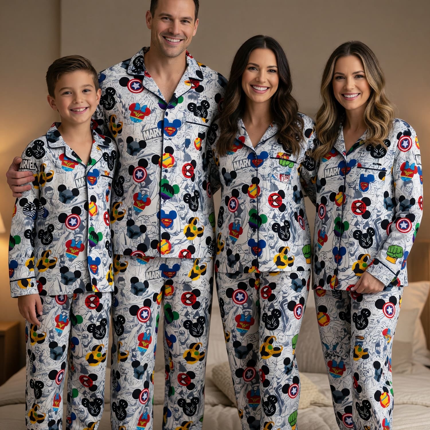 Mouse Superhero Thick Pajama Set - Comic Hero Pattern