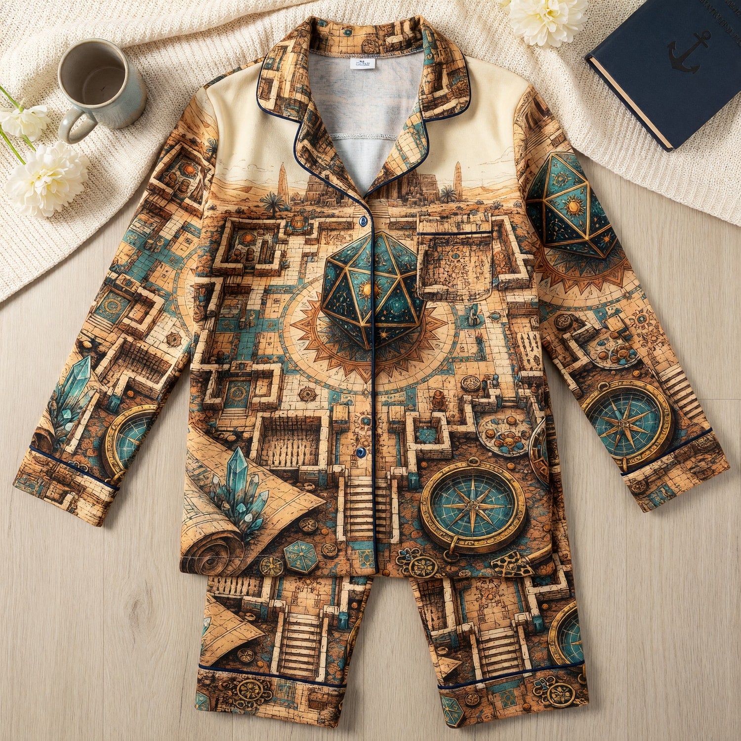 Ancient Egyptian D20 Dice Thick Pajama Set - Fantasy RPG Adventure