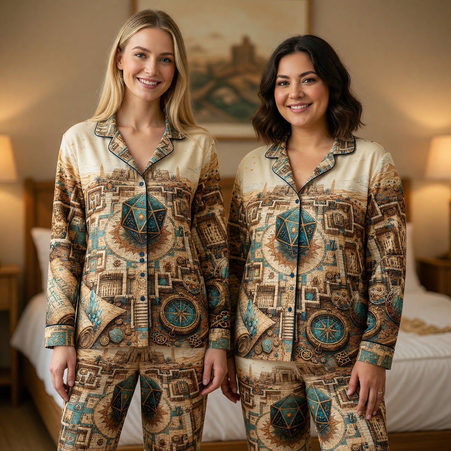 Ancient Egyptian D20 Dice Thick Pajama Set - Fantasy RPG Adventure