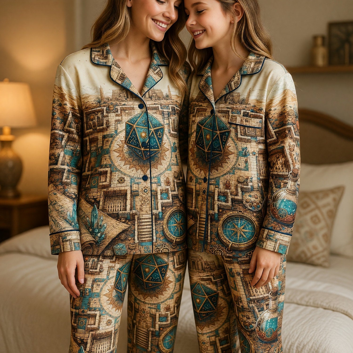 Ancient Egyptian D20 Dice Thick Pajama Set - Fantasy RPG Adventure