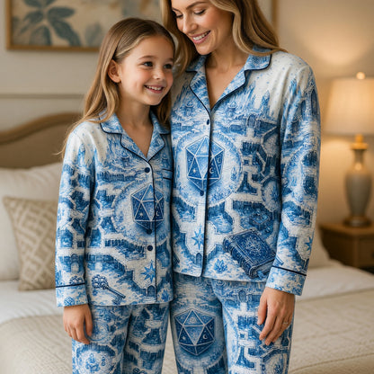 Fantasy Dungeon Crystal D20 Pajama Set - Fantasy Ice Castle Sleepwear