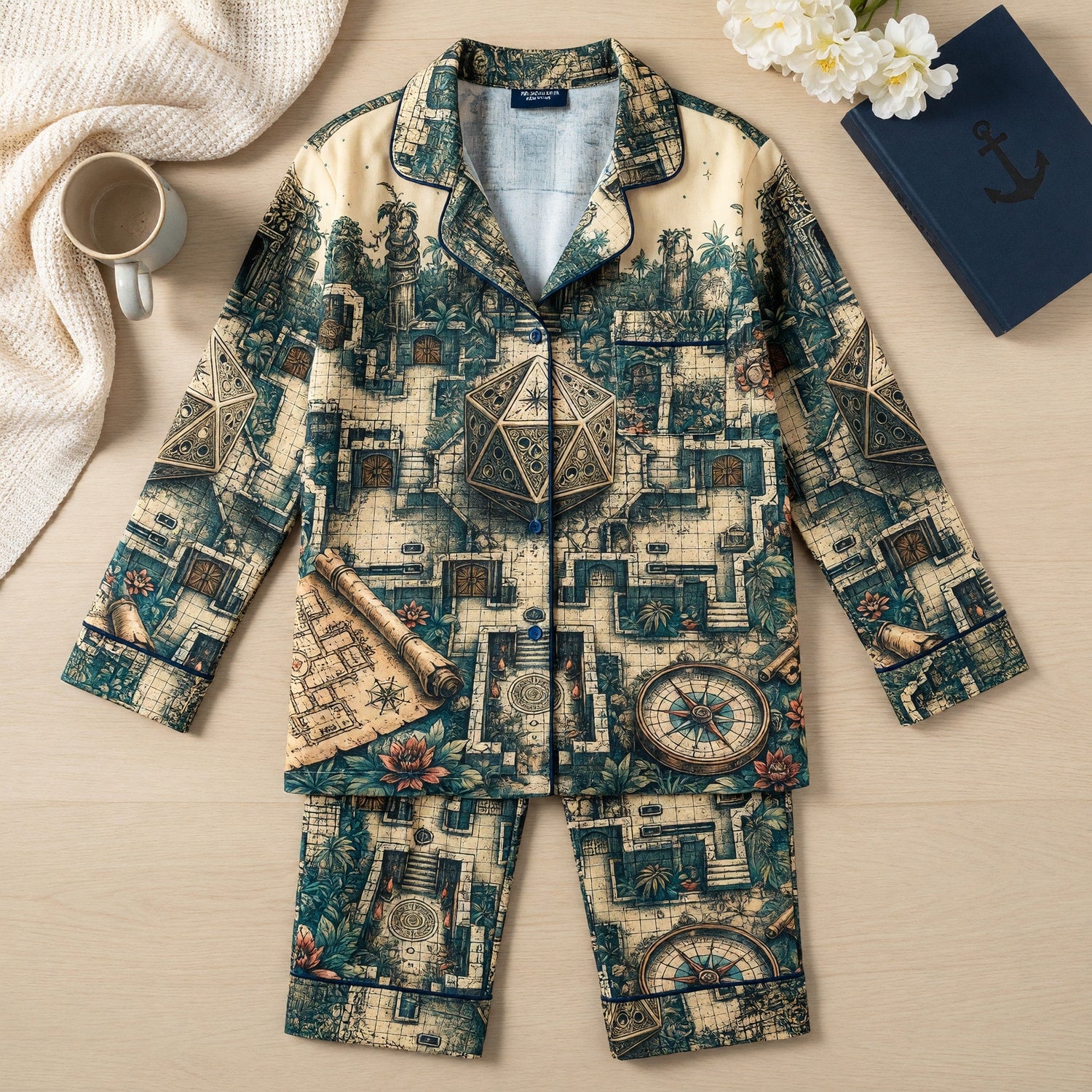 Fantasy Dungeon D20 Thick Pajama Set - Fantasy Temple Adventure