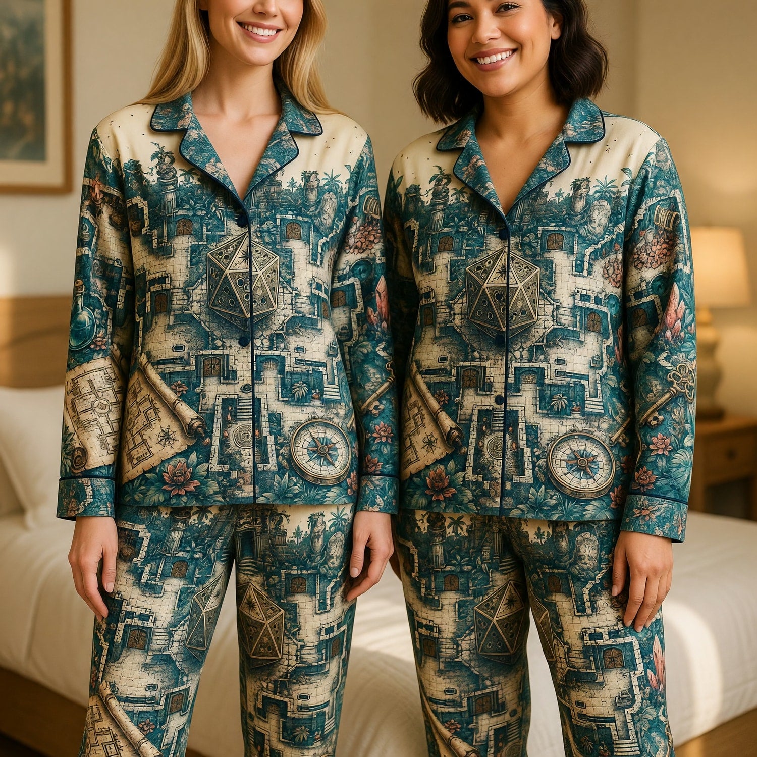Fantasy Dungeon D20 Thick Pajama Set - Fantasy Temple Adventure