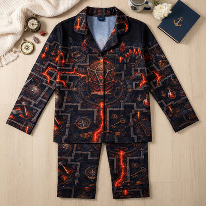 Fantasy Dungeon D20 Dungeon Thick Pajama Set - Fantasy RPG Nightwear