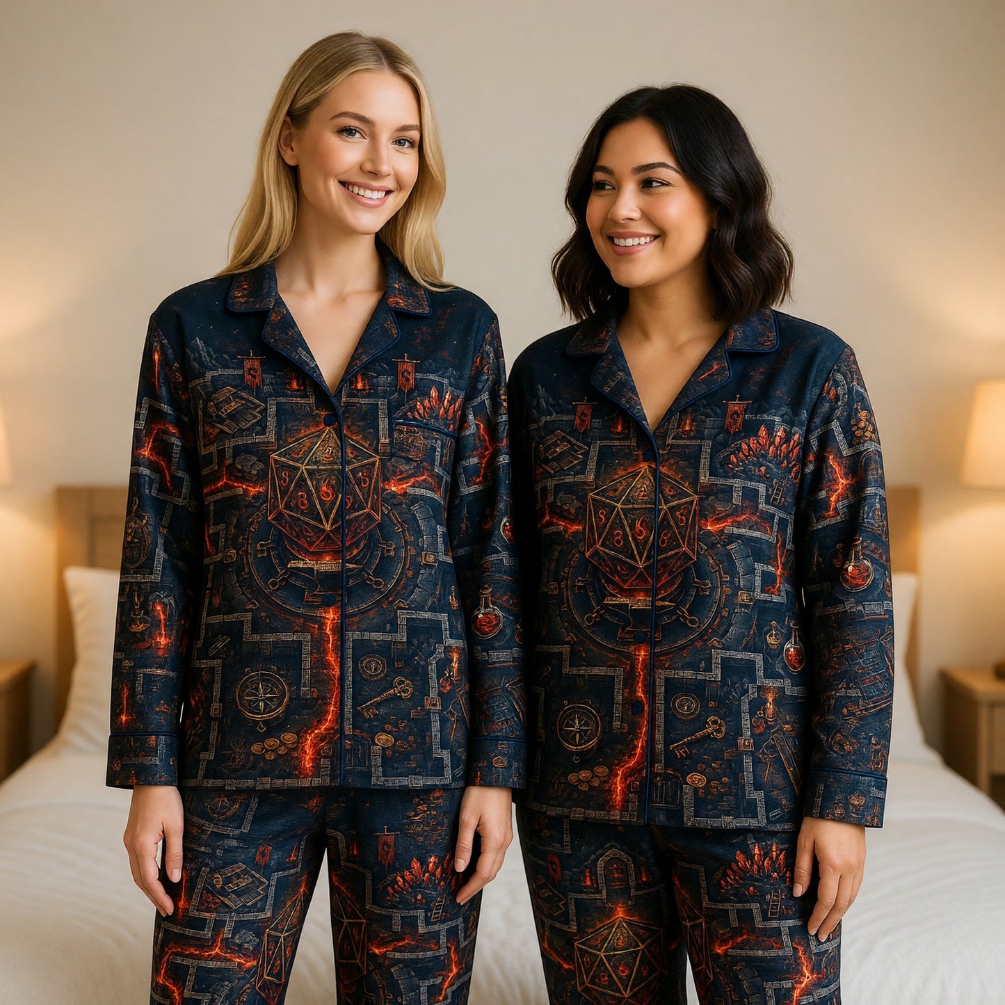 Fantasy Dungeon D20 Dungeon Thick Pajama Set - Fantasy RPG Nightwear