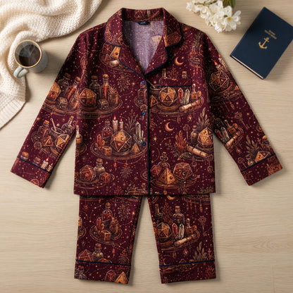 Celestial Dice Thick Pajama Set - Fantasy Witchcraft Pattern