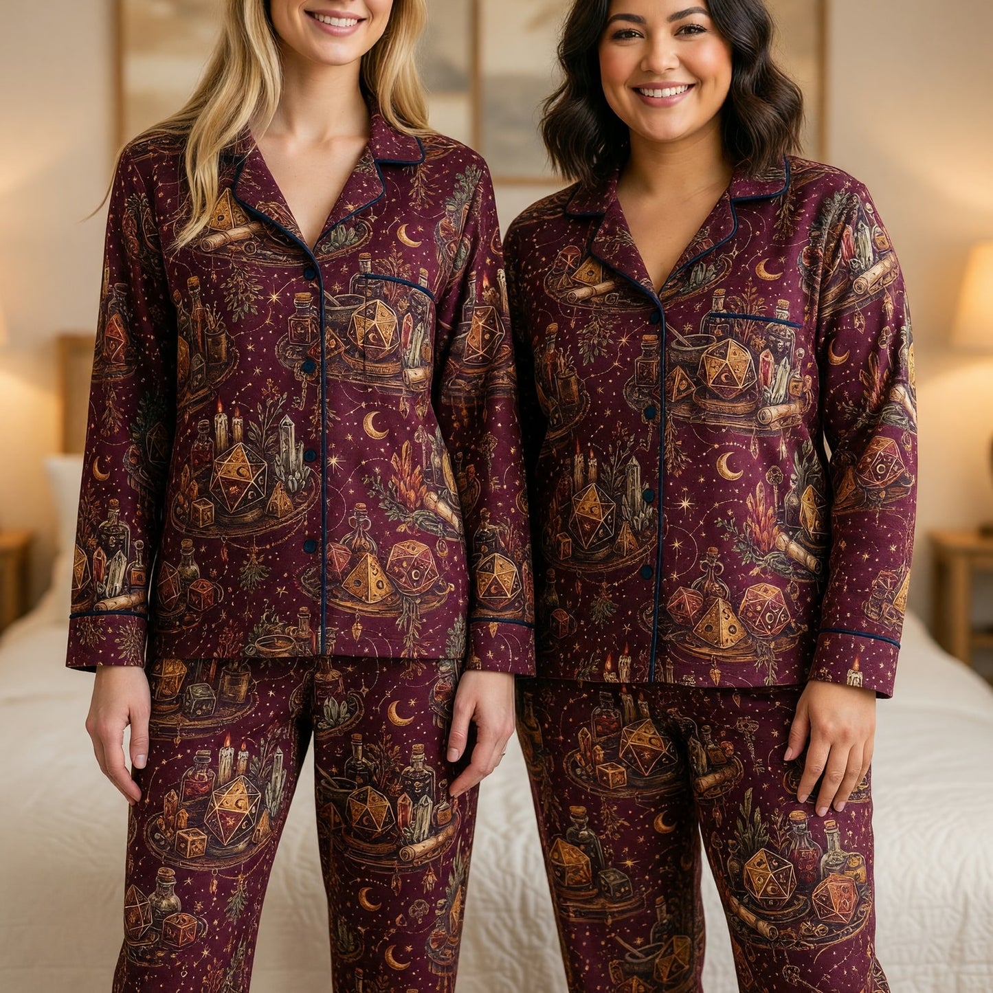 Celestial Dice Thick Pajama Set - Fantasy Witchcraft Pattern