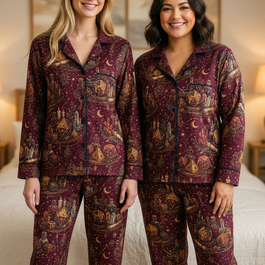 Celestial Dice Thick Pajama Set - Fantasy Witchcraft Pattern