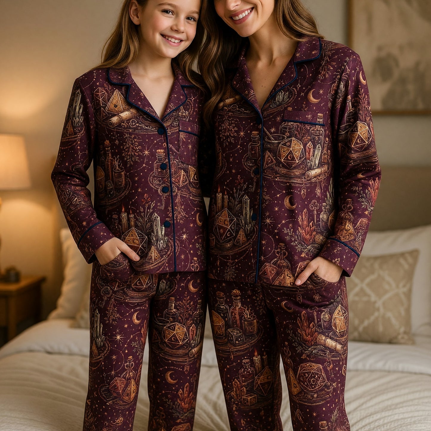 Celestial Dice Thick Pajama Set - Fantasy Witchcraft Pattern