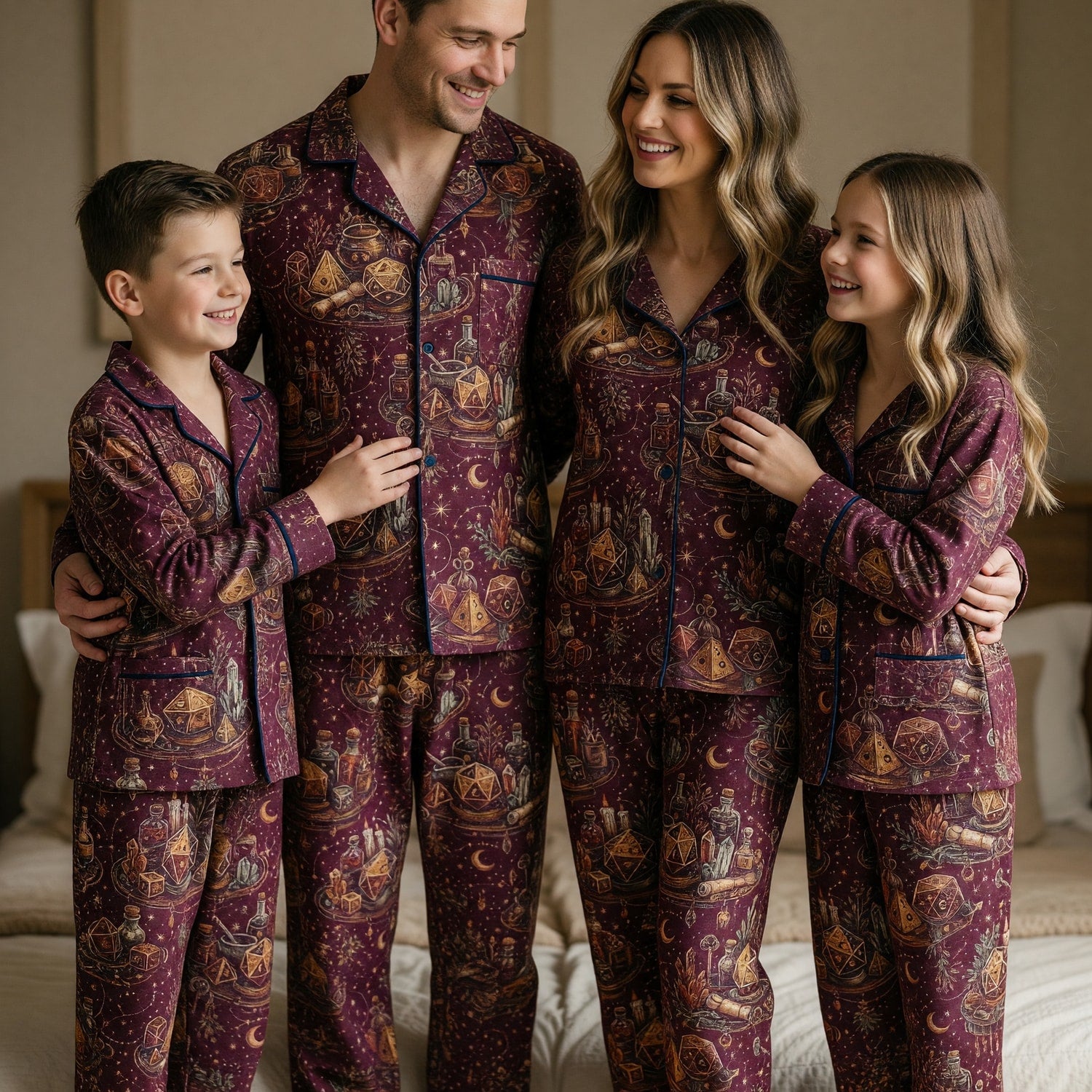 Celestial Dice Thick Pajama Set - Fantasy Witchcraft Pattern