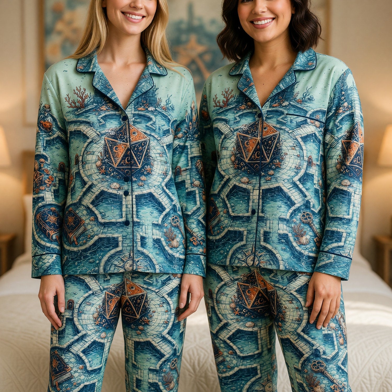 Underwater Dice Thick Pajama Set - Fantasy RPG Sleepwear