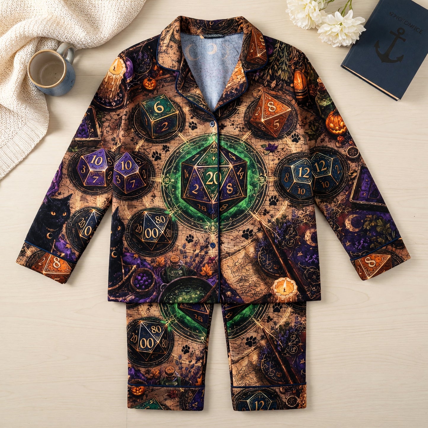 Fantasy Dungeon Dice Thick Pajama Set - Mystic RPG Witchcraft