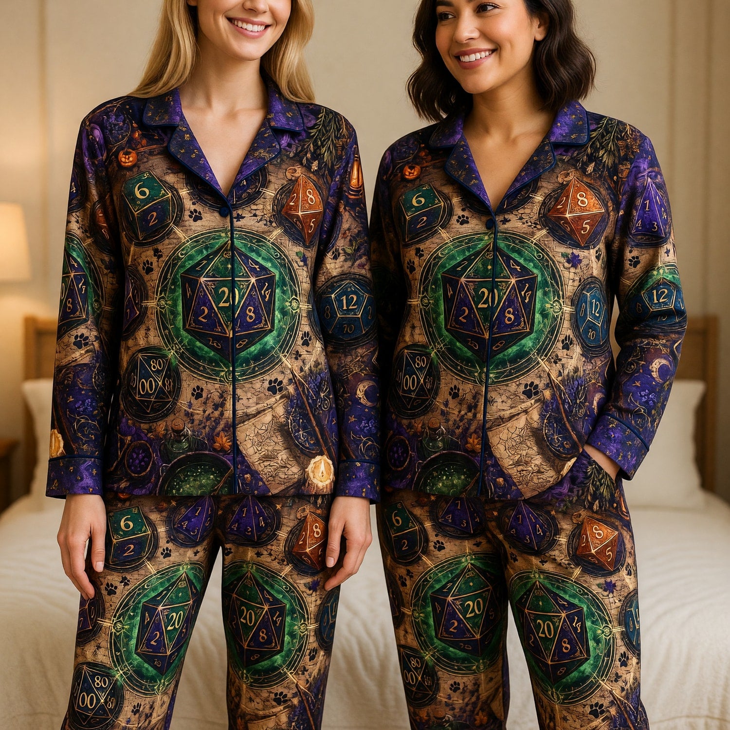 Fantasy Dungeon Dice Thick Pajama Set - Mystic RPG Witchcraft