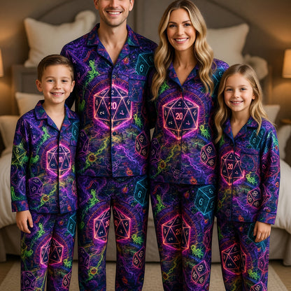 Halloween Dice Pajama Set - Spooky Neon Gothic RPG Nightwear