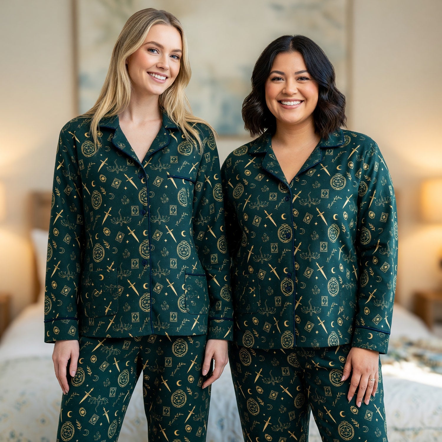 Fantasy Dungeon Thick Pajama Set - Gothic D20 Fantasy Sleepwear