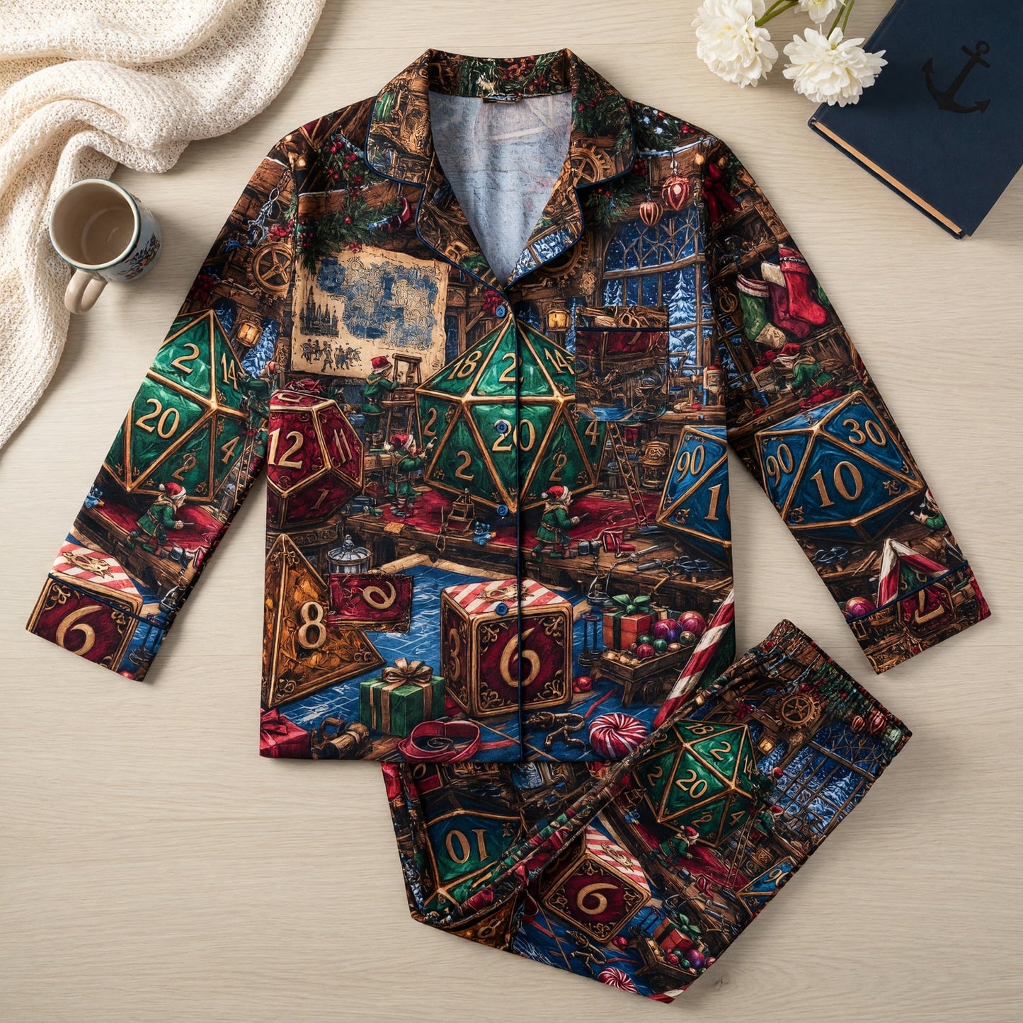 Christmas Dice Pajama Set - Festive RPG Holiday Apparel