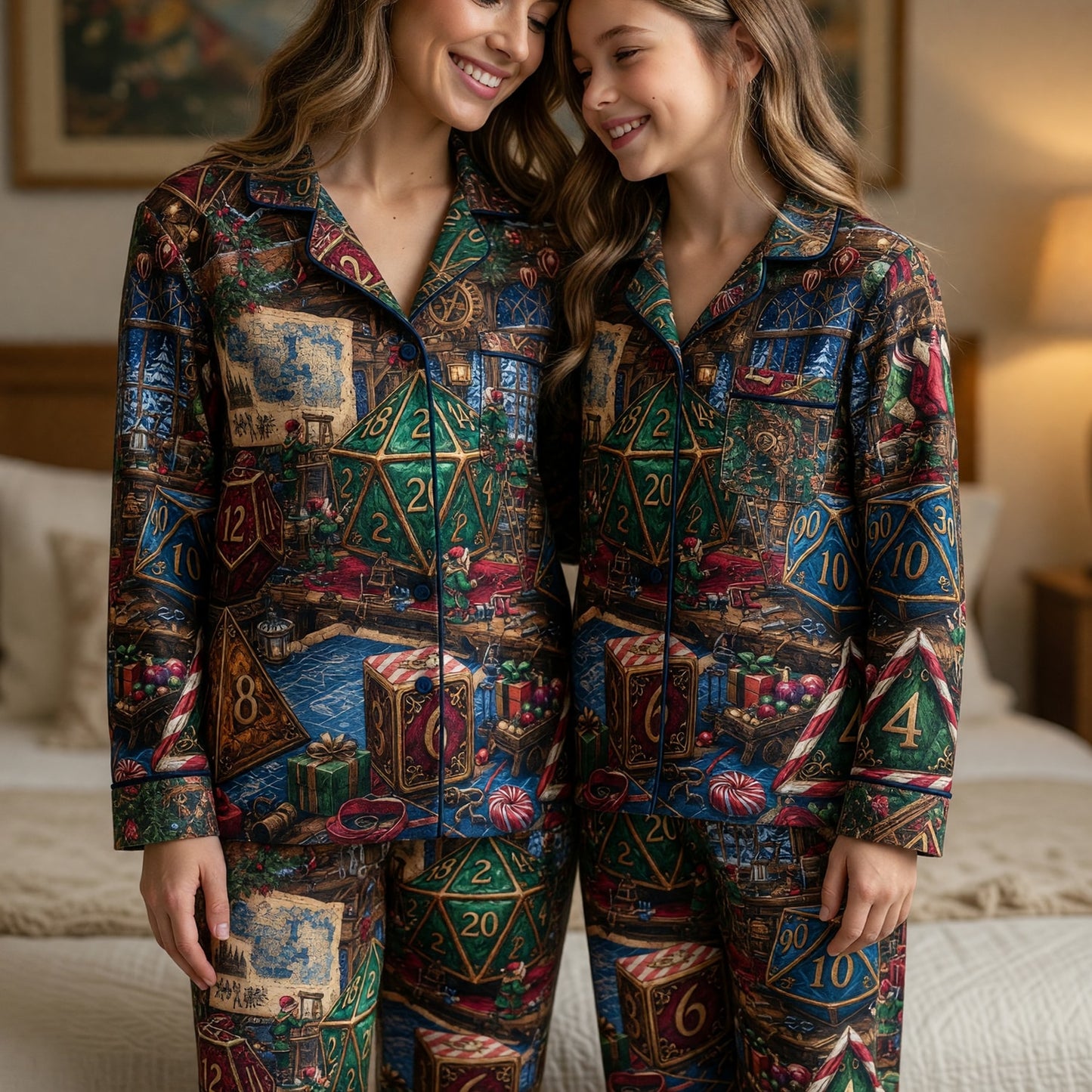 Christmas Dice Pajama Set - Festive RPG Holiday Apparel