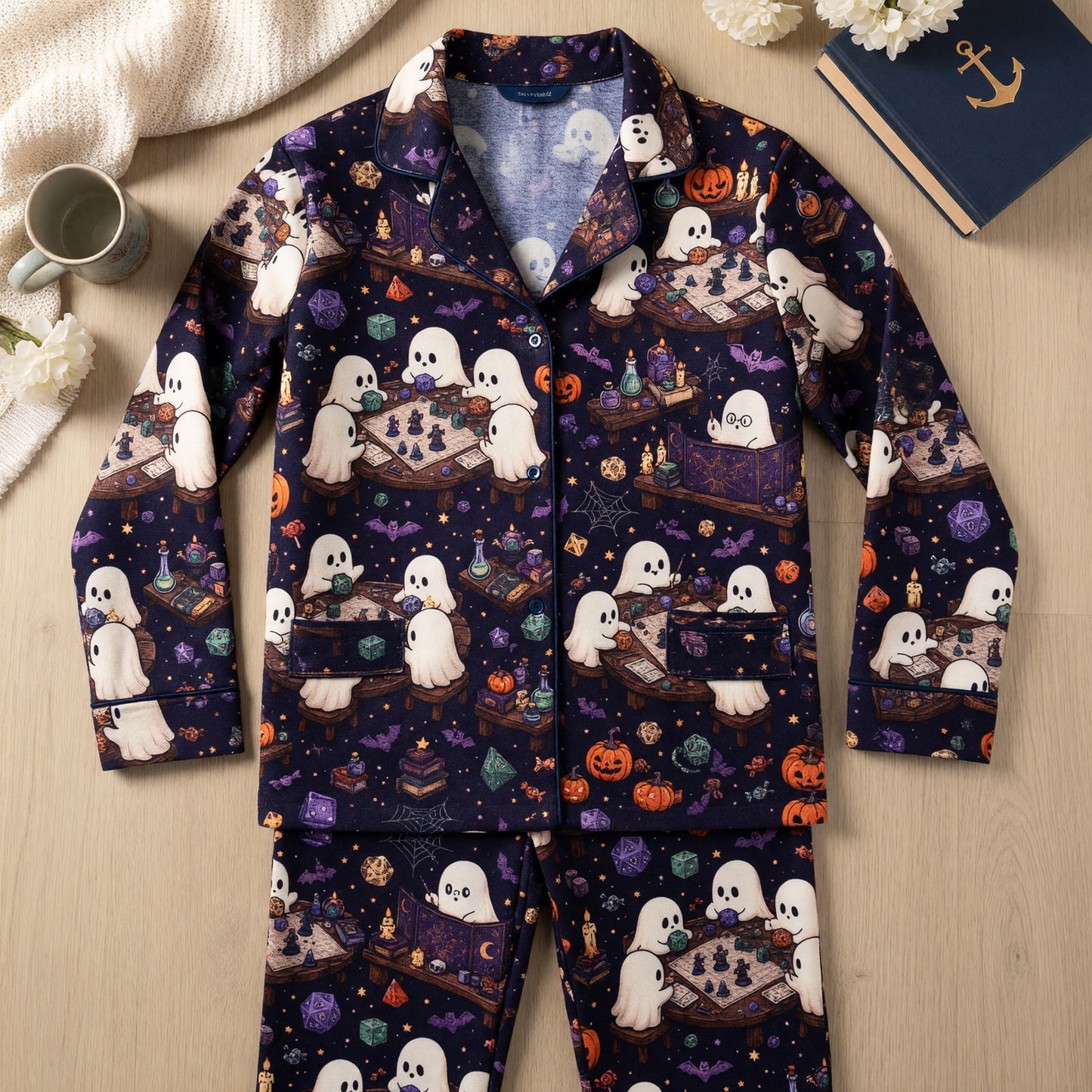 Halloween Ghost Thick Pajama Set - Spooky RPG Tabletop Nightwear