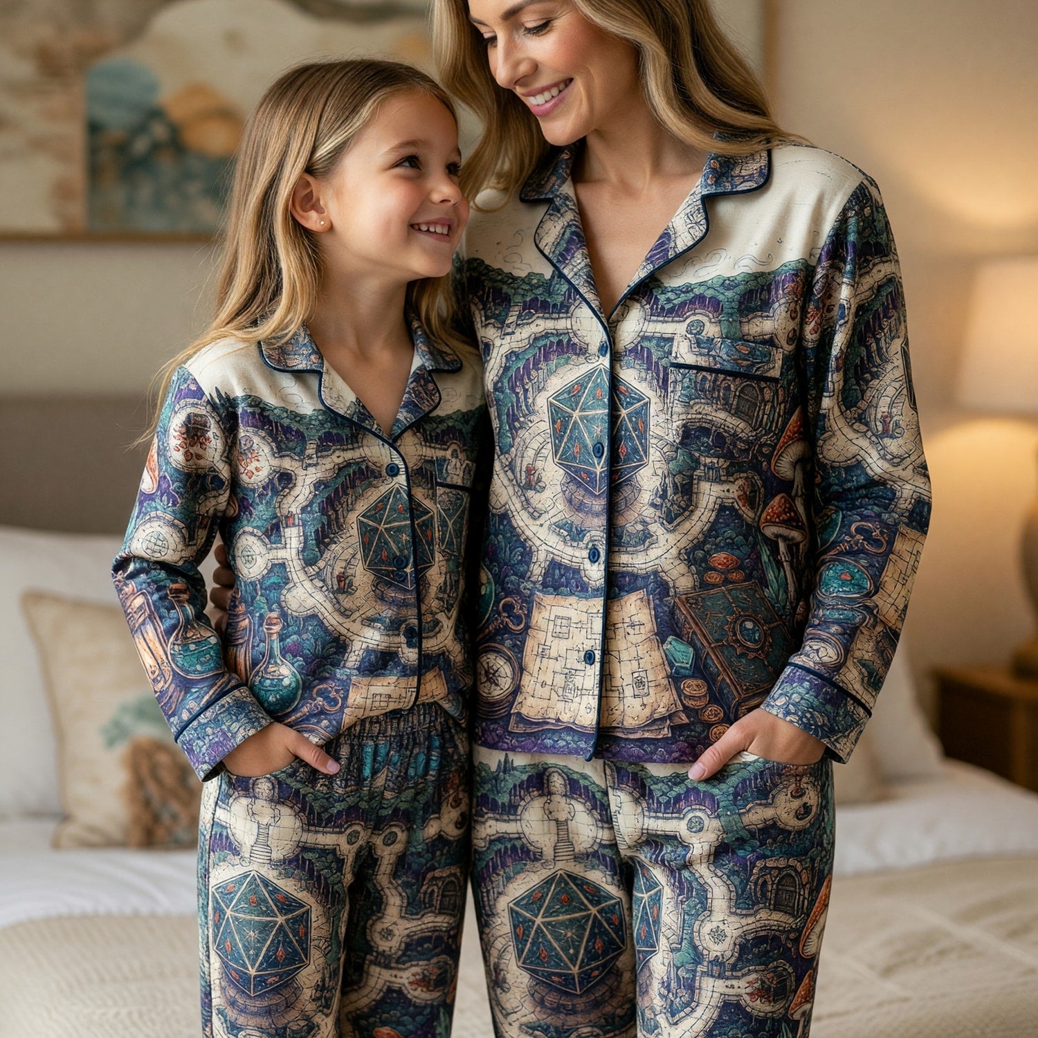 Fantasy Dungeon D20 Thick Pajama Set - Fantasy RPG Adventure Map