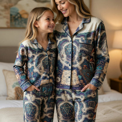 Fantasy Dungeon D20 Thick Pajama Set - Fantasy RPG Adventure Map