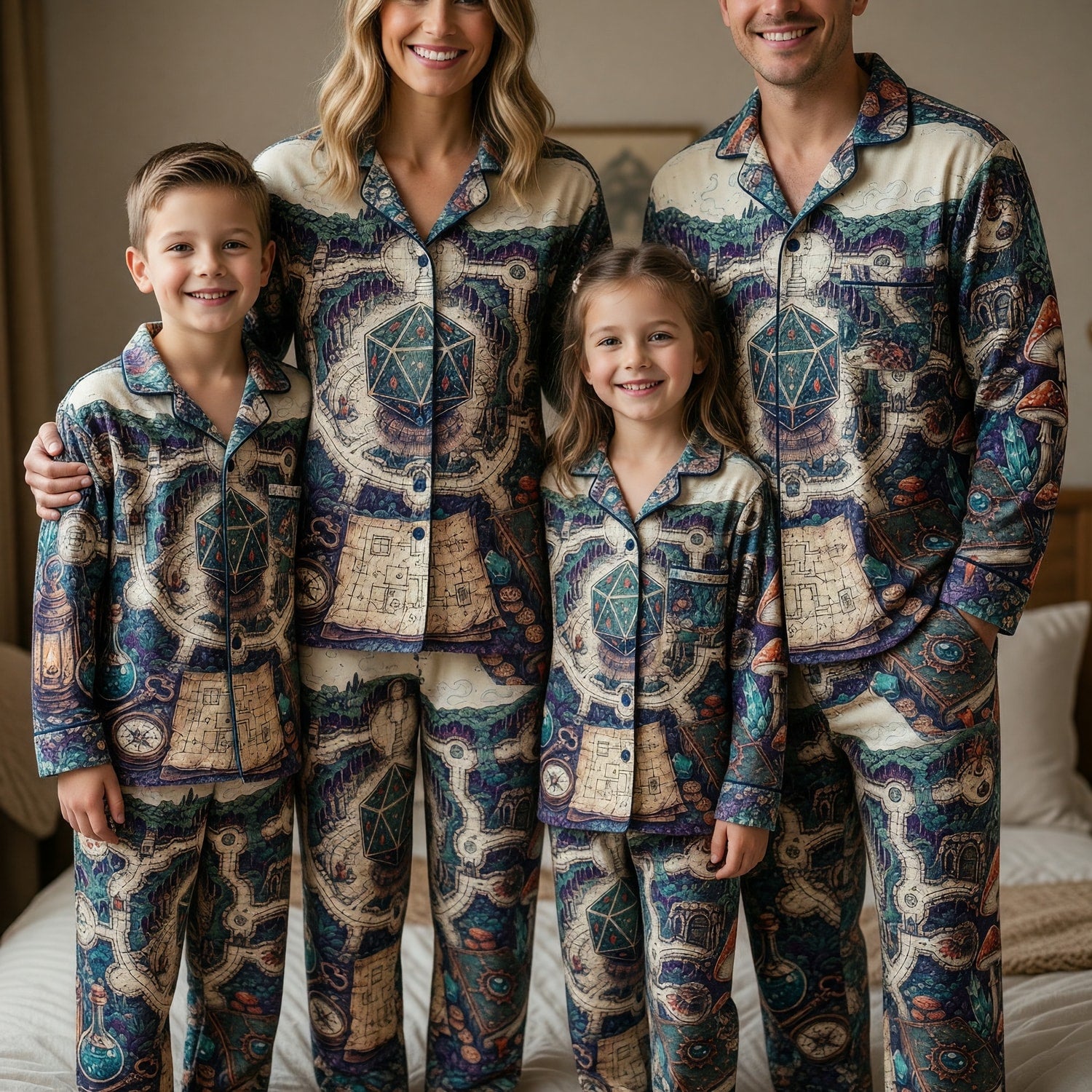 Fantasy Dungeon D20 Thick Pajama Set - Fantasy RPG Adventure Map