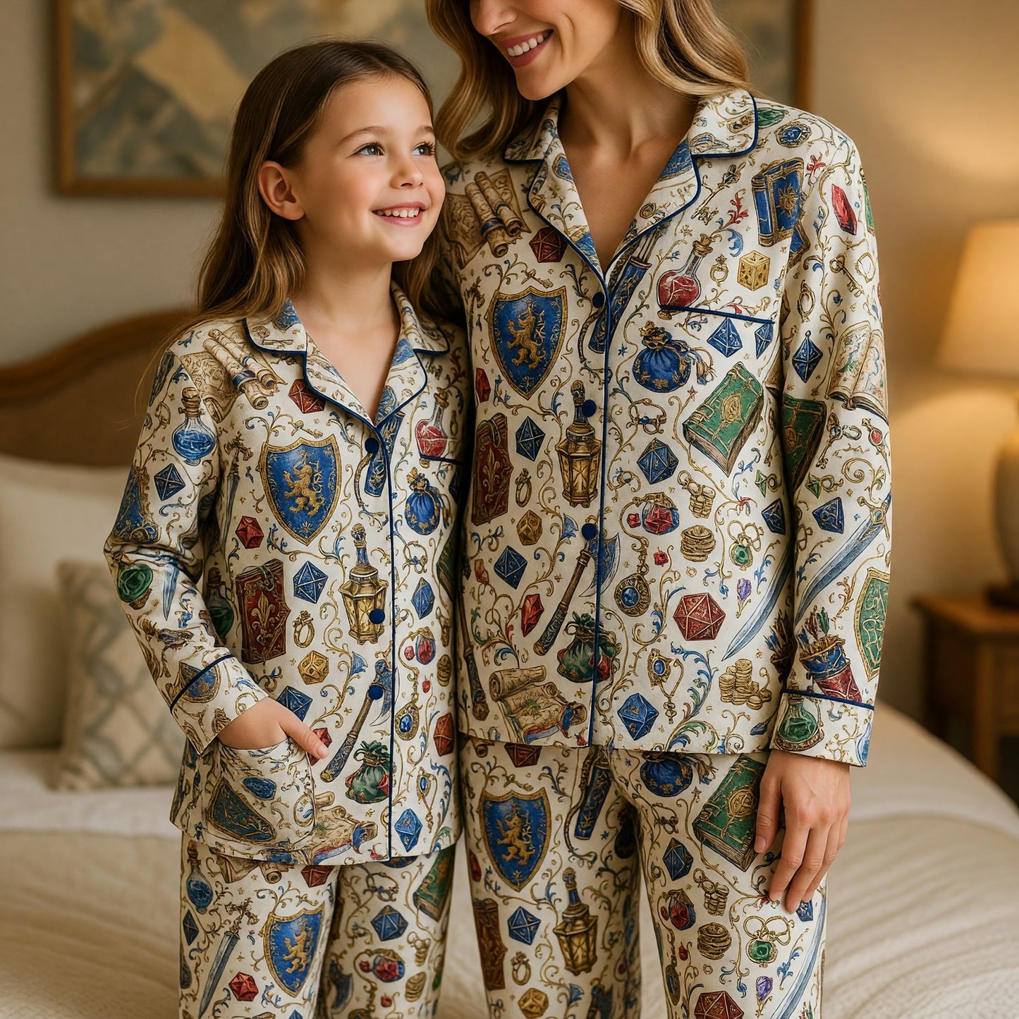 Fantasy Dungeon Thick Pajama Set - Fantasy Dice RPG Sleepwear