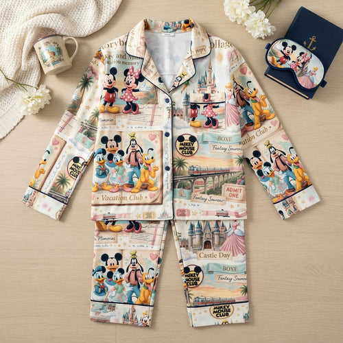 Mouse Thick Pajama Set - Storybook Resort Collage