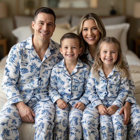 Galactic Tropical Thick Pajama Set - Galactic Island Pattern