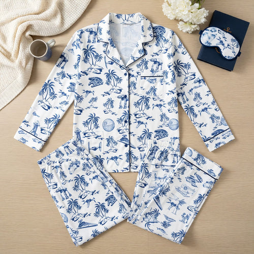 Galactic Tropical Thick Pajama Set - Galactic Island Pattern