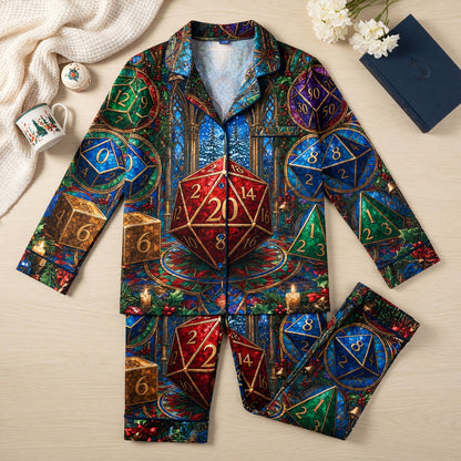 Christmas Dice Thick Pajama Set - Fantasy RPG Holiday Sleepwear
