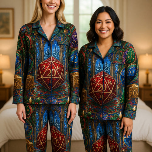 Christmas Dice Thick Pajama Set - Fantasy RPG Holiday Sleepwear