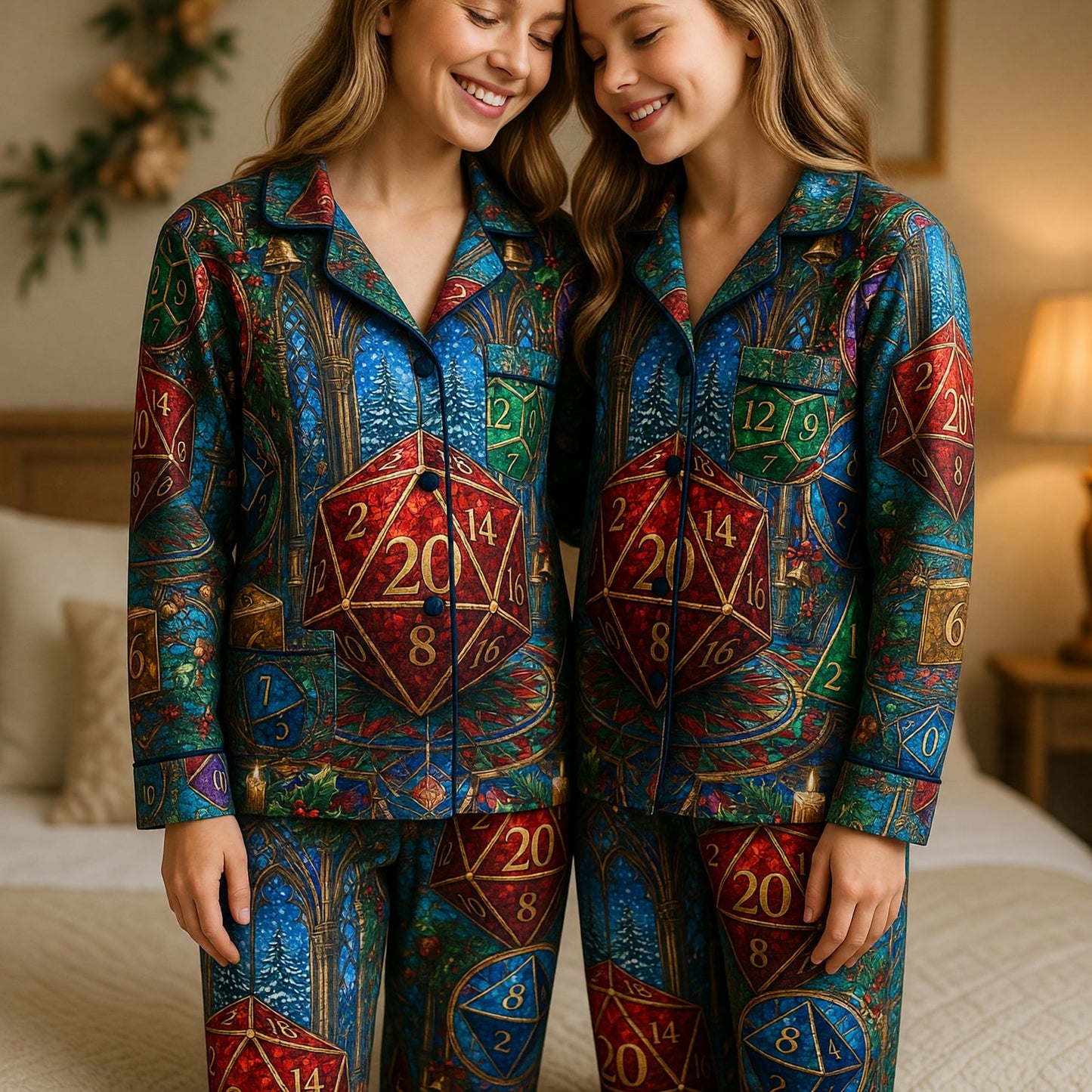 Christmas Dice Thick Pajama Set - Fantasy RPG Holiday Sleepwear