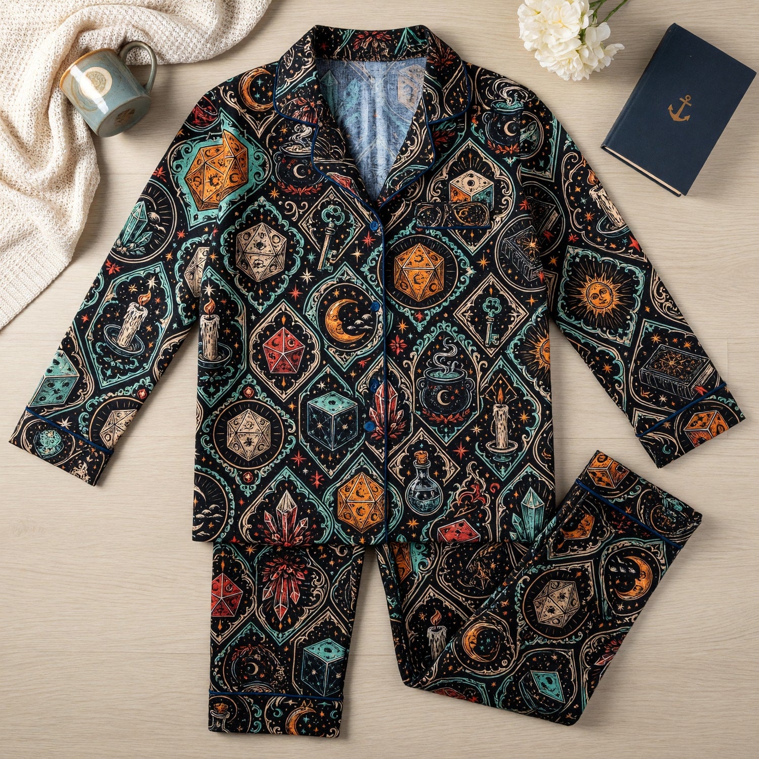 Witchy Dice Thick Pajama Set - Mystic RPG Fantasy Sleepwear