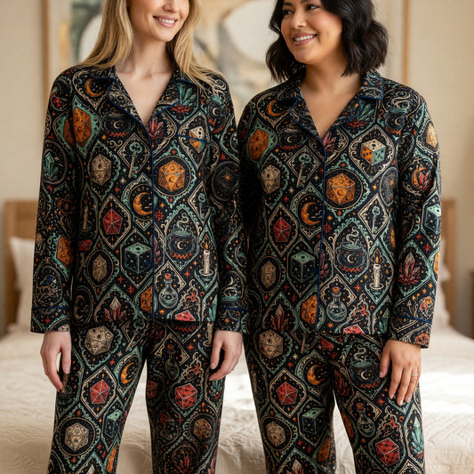 Witchy Dice Thick Pajama Set - Mystic RPG Fantasy Sleepwear