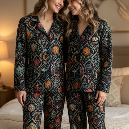 Witchy Dice Thick Pajama Set - Mystic RPG Fantasy Sleepwear