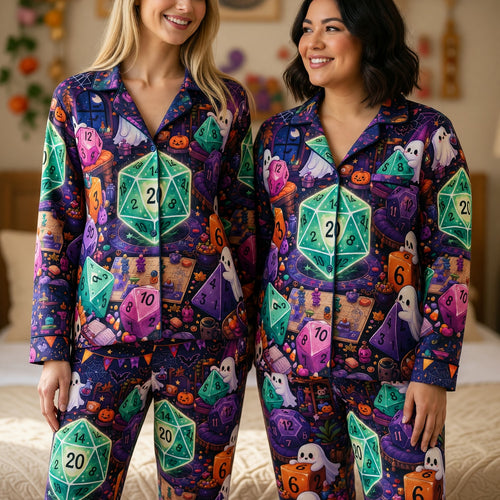 Halloween Ghost Thick Pajama Set - Cute Spooky Dice RPG