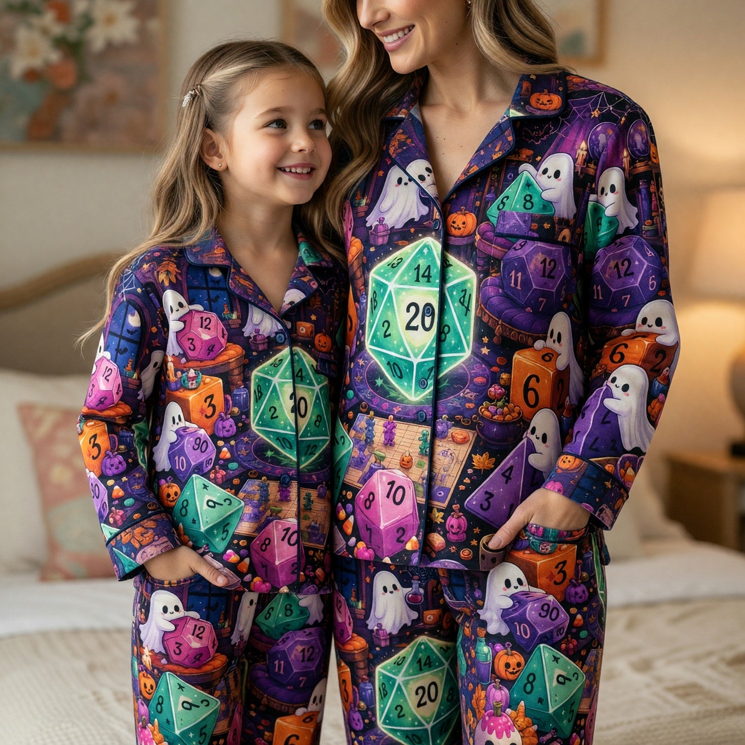 Halloween Ghost Thick Pajama Set - Cute Spooky Dice RPG