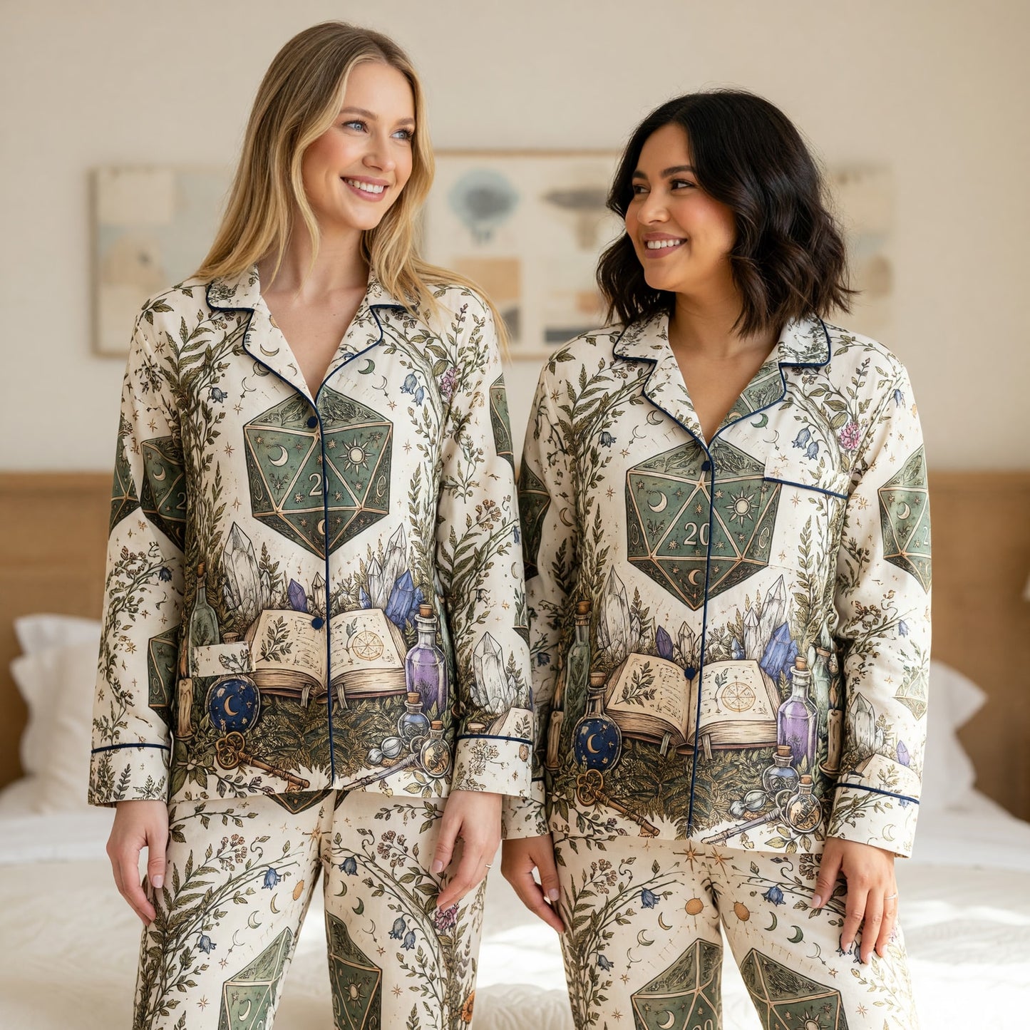 Mystic D20 Thick Pajama Set - Witchy RPG Botanical Nightwear