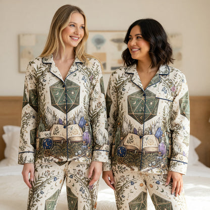 Mystic D20 Thick Pajama Set - Witchy RPG Botanical Nightwear