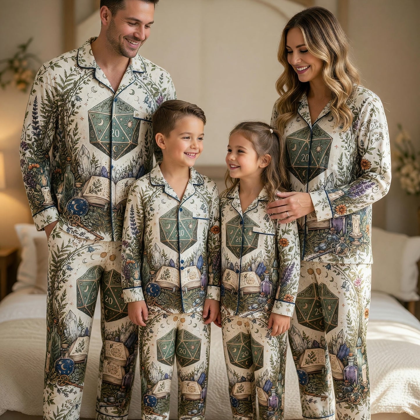 Mystic D20 Thick Pajama Set - Witchy RPG Botanical Nightwear