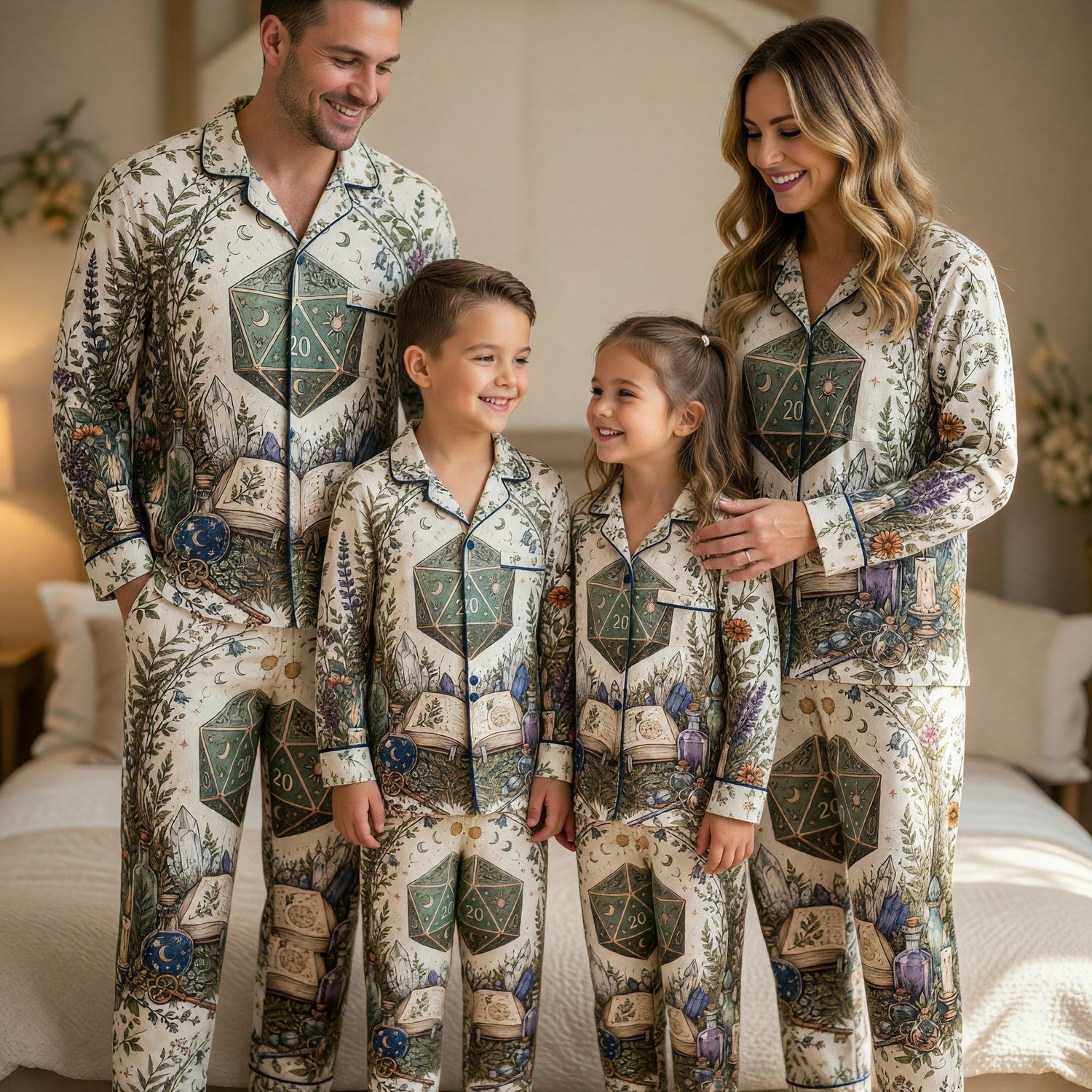 Mystic D20 Thick Pajama Set - Witchy RPG Botanical Nightwear
