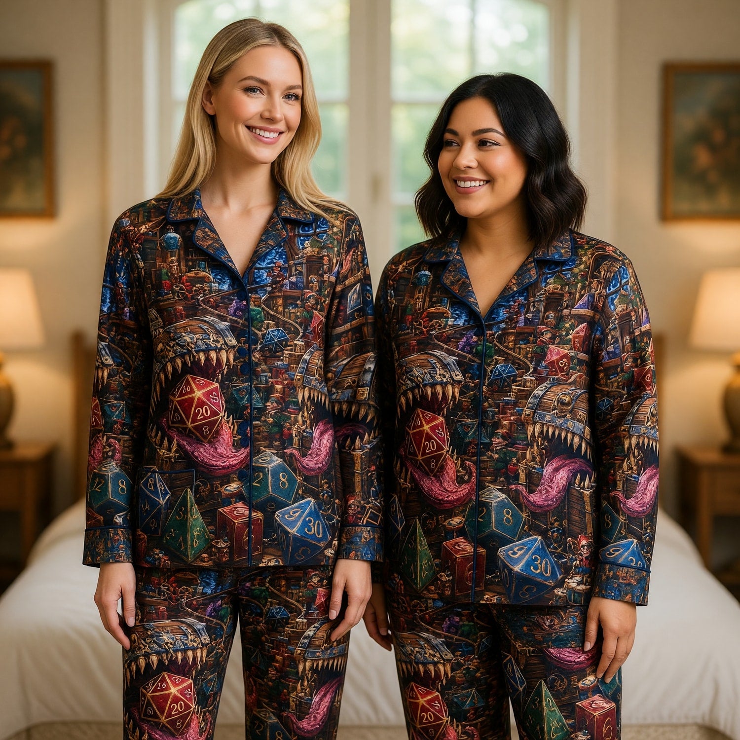 Christmas Mimic Thick Pajama Set - Holiday Dice Fantasy Apparel